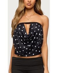 Edikted - Jaclyn Polka Dot Mesh Strapless Top - Lyst