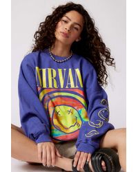 Urban Outfitters Nirvana Smile Overdyed Sweatshirt in Pink | Lyst