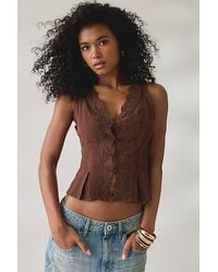 Kimchi Blue - Aurelia Lace Trim Sleeveless Blouse - Lyst