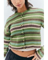 Urban Outfitters - Uo Crew Neck Striped Cardigan - Lyst