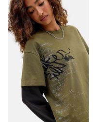 Quiksilver - Uo Exclusive Khaki Double Layer Graphic Tee - Lyst