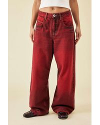 BDG - Jaya Check Applique Baggy Red Jeans - Lyst