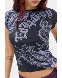 Ed Hardy - Uo Exclusive Dragon Slash Neck T-shirt - Lyst