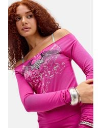 Urban Outfitters - Uo Riders Club Off-shoulder Graphic Tee - Lyst
