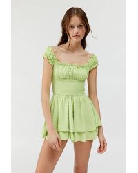 Urban Outfitters - Uo Rosie Smocked Tiered Ruffle Romper - Lyst