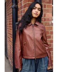 Silence + Noise - Silence + Noise Sally Fitted Faux Leather Jacket Xs At Urban Outfitters - Lyst