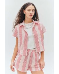 Daisy Street - Striped Seersucker Shirt Xs At Urban Outfitters - Lyst