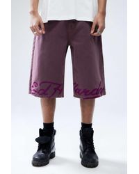Ed Hardy - Uo Exclusive Washed Purple Denim Shorts - Lyst