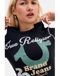 TRUE RELIGION - Cap Sleeve Contrast Stitch Tee - Lyst