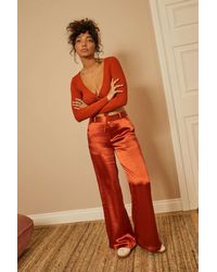 Urban Outfitters Uo Orange Satin Puddle Pant