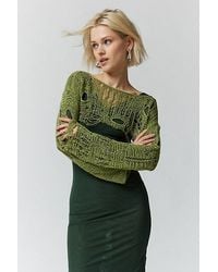 Urban Outfitters - Uo Carla Semi-Sheer Distressed Shrug Sweater - Lyst
