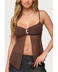 Edikted - Reeve Split Front Sheer Mesh Top - Lyst
