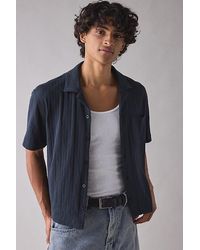 Urban Outfitters - Uo Ribbed Knit Boxy Short Sleeve Shirt Top - Lyst