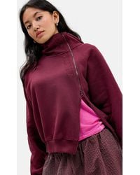 iets frans... - Burgundy Asymmetrical Zip-through Hoodie Xs At Urban Outfitters - Lyst