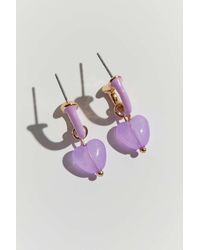 Urban Outfitters Elodie Heart Charm Enamel Hoop Earring - Purple