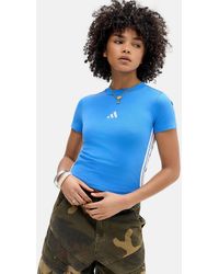 adidas - Blue 3-stripes Baby T-shirt - Lyst