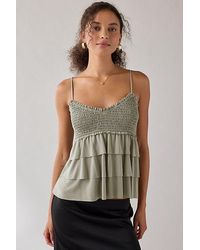 Kimchi Blue - Heidi Smocked Tiered Ruffle Babydoll Tank Top - Lyst