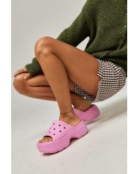 Crocs™ - Stomp Pink Sliders - Lyst