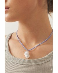 Urban Outfitters - Pearl Pendant Beaded Necklace - Lyst