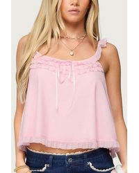 Edikted - Ruffle Mesh Babydoll Tank Top - Lyst