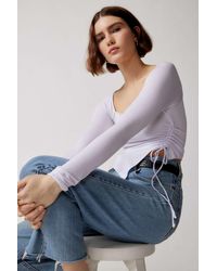 Urban Outfitters Uo Aaliyah Cinched Square Neck Top - Gray