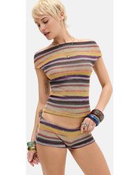 Jaded London - Cata Multi Stripe Mini Shorts Medium At Urban Outfitters - Lyst