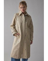 Avec Les Filles - Avec Le Filles Floral Embroidered Button-Back Trench Coat Jacket - Lyst