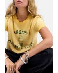 Urban Outfitters - Uo Sunbleach Snoopy Varsity Relaxed Graphic Tee - Lyst