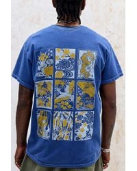 Urban Outfitters - Uo Blue Floral Stamp T-shirt - Lyst