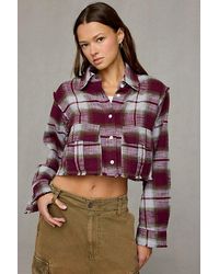 Steve Madden - Marlow Cropped Flannel Shirt Jacket - Lyst