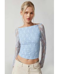 Urban Outfitters - Uo Nadia Semi-sheer Lace Long Sleeve Top - Lyst