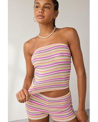 Vintage & ReMADE by UO - Remade By Uo Remnants Striped Knit Tube Top - Lyst