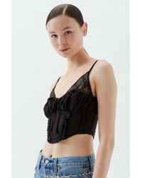 Urban Outfitters Uo Farrah Sheer Lace Corset Cami - Black