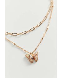 Download Urban Outfitters Delicate Butterfly Layer Necklace In Silver Metallic Lyst