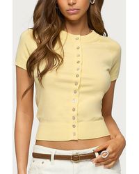 Edikted - Wilmer Button Up Short Sleeve Knit Top - Lyst