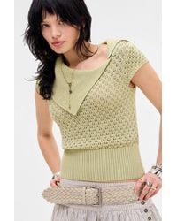 Urban Outfitters - Uo Short Sleeve Pointelle Fine Knit Top - Lyst