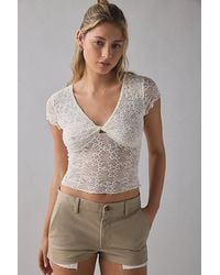 Kimchi Blue - Maisie Sheer Lace Twist-Front Crop Top - Lyst