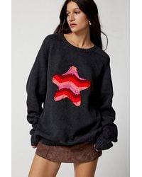 Urban Renewal - Remade Crochet Star Patch Crew Neck Sweater - Lyst