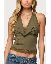 Edikted - Layered Lacey Cowl Neck Halter Top - Lyst