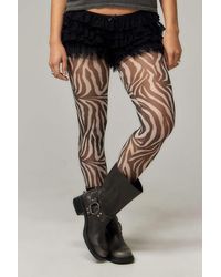 Out From Under - Zebra Print Tights S/m At Urban Outfitters - Lyst