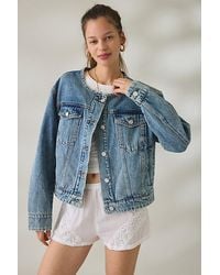 Blank NYC - Heads Up Collarless Oversized Denim Jacket - Lyst