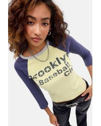 Urban Outfitters - Uo Brooklyn Slogan 3/4 Sleeve Raglan Tee - Lyst