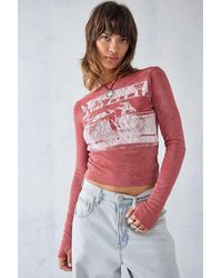 Urban Outfitters - Uo Red Photographic Slash Neck Long-sleeve T-shirt - Lyst