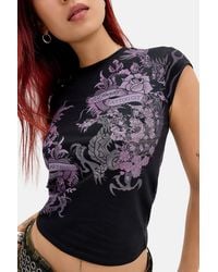 Ed Hardy - Tattoo Print Cap Sleeve Baby T-shirt - Lyst