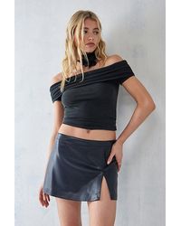Urban Outfitters - Uo Faux Leather Split-Hem Mini Skirt - Lyst