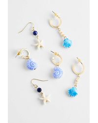 Silence + Noise - Silence + Noise Blue Shell Gem Earrings 3-pack - Lyst
