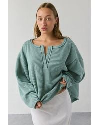 Out From Under - Living The Dream Waffle Knit Long Sleeve Henley Tee - Lyst