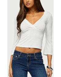 Edikted - Mar V Neck Quarter Sleeve Top - Lyst