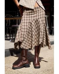 Urban Outfitters - Uo Olra Check Godet Hanky Midi Skirt - Lyst