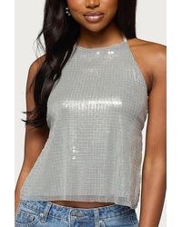 Edikted - Itara Sequin Backless Halter Top - Lyst